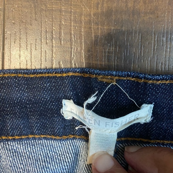 Eileen Fisher dark wash jeans with raw hem - Picture 4 of 5